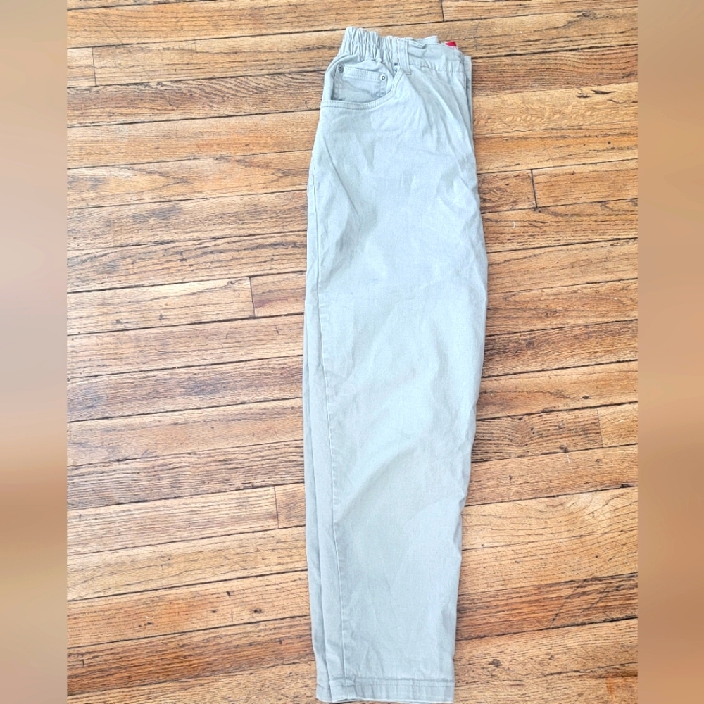 Dusty green Gloria Vanderbilt khaki pants with stretch waistband, Petite 8 - Picture 2 of 5